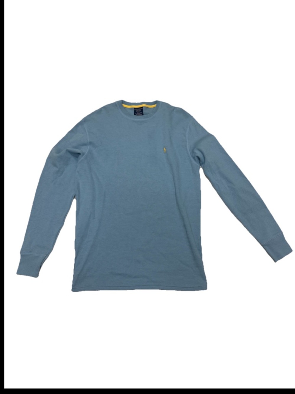 Polo Ralph Lauren Shirt Blue Yellow Pony  Thermal Waffle Medium Sleepwear